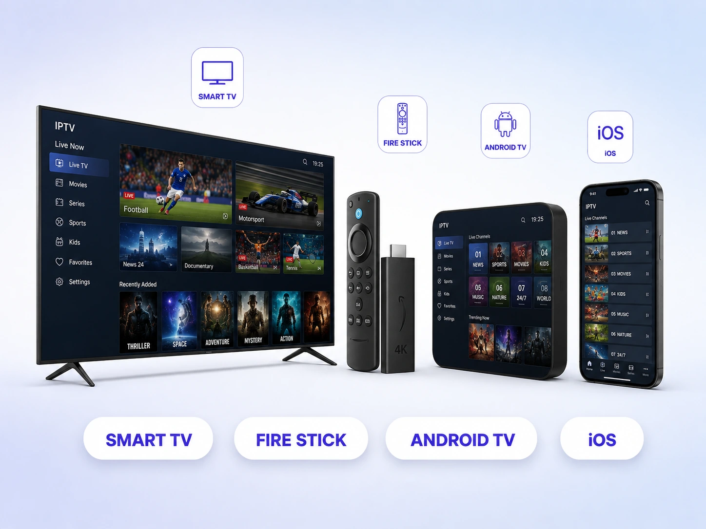 Abonnement IPTV compatible Smart TV Samsung LG, Fire Stick 4K et Android TV
